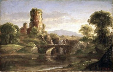 Castillo en ruinas y río
