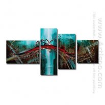 Hand-painted Abstract Oil Painting - Set of 4