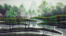 Arbres, rivière - peinture chinoise