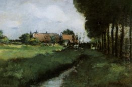 Landscape With Houses And Stream