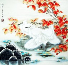 Crane&Red leaves - Chinese Painting