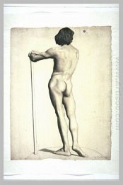 Man Standing Leaning On A Stick 1877