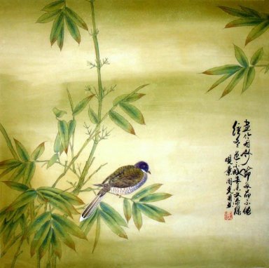 Bamboe--Zonne-termen - Chinees schilderij