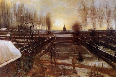 El Jardín del Parsonage en Nuenen en la nieve 1885