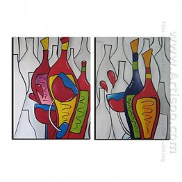 Hand-painted Abstract Oil Painting - Set of 2