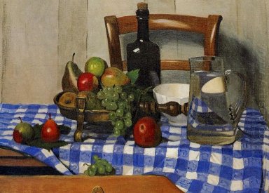 Still Life Dengan Biru Checkered Taplak 1919