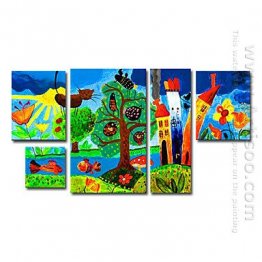 Hand-painted Landscape Oil Painting - Set of 5