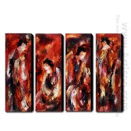 Hand Painted Oil Painting People - Set of 4