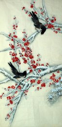 Plum & Birds - Peinture chinoise