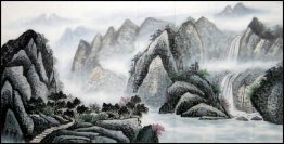 Mountain and water, Tree - Chinese Painting