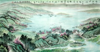 Barche sul lago - Pittura cinese