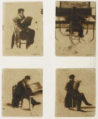 Four Views Of Men Sitting 1838