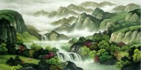 Landschap met waterval - Chinees schilderij