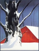 Red Barn and Tree Snow