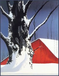 Red Barn and Tree Snow Red Barn and Tree Snow