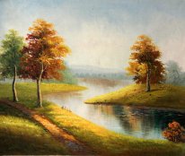 Hand-painted Landscape Oil Painting with Stretched Frame