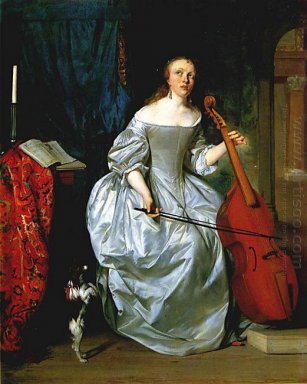 Kvinna som leker en Viola de Gamba