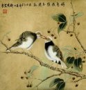 Vogels op de takken zijn vrienden - Chinees schilderij