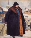 Ein Händler in einem Pelz-Mantel 1920