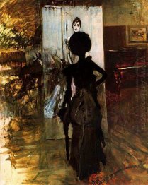 Woman In Black Who Watches The Pastel Of Signora Emiliana Concha