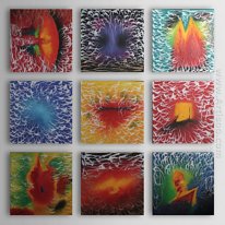 Hand-painted Abstract Oil Painting - Set of 9