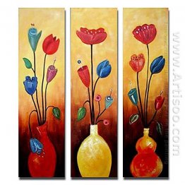 Hand-painted Floral Oil Painting - Set of 3