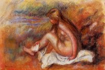 Bather Duduk By The Sea