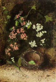 Still Life Of Birds Nest With Primulas And Blossom 1869