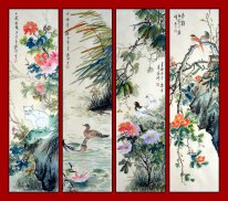 Pájaros y flores - FourInOne - Pintura china