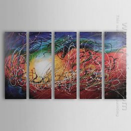 Hand-painted Abstract Oil Painting - Set of 5