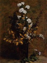 Broom et d'autres fleurs de printemps dans un vase 1882