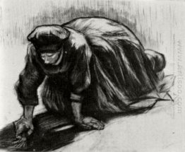 Peasant Woman Kneeling Possibly Digging Up Carrots 1885