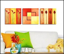 Hand-painted Abstract Oil Painting with Stretched Frame-Set of 3