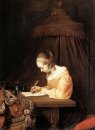 Kvinna skriver brev