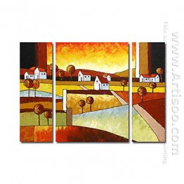 Hand-painted Abstract Oil Painting - Set of 3