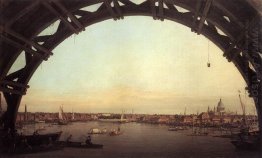 london seen through an arch of westminster bridge 1747