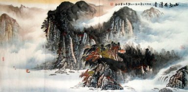 Berge, Wasser, Bäume - Chinesische Malerei