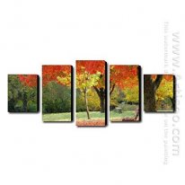 Tangan-Dicat Oil Painting Landscape Landscape - Set Dari 5