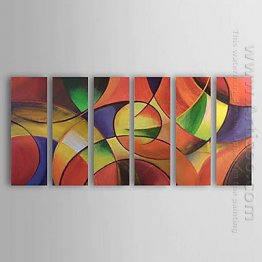 Hand-painted Abstract Oil Painting - Set of 6