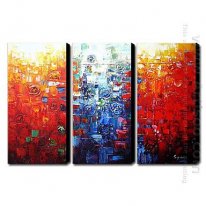 Hand-painted Abstract Oil Painting - Set of 3