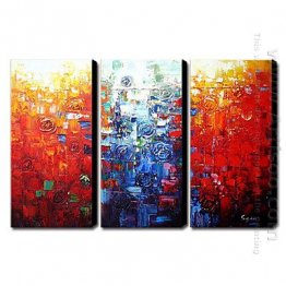 Hand-painted Abstract Oil Painting - Set of 3