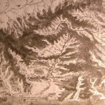 Disegno topografico di una valle del fiume