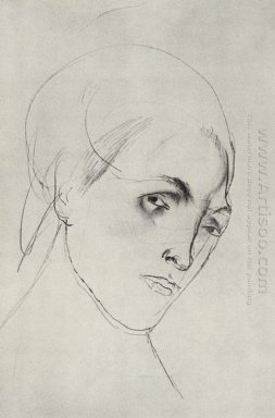 Croquis de la tête d\'une femme à la mère de la photo 1911