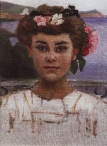 Cabeça da menina Retrato Da Z S Khaminova 1908