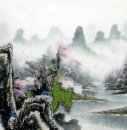 Озеро, горы - китайской живописи