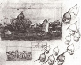 Rough Sketches For The Painting On A Knights At The Crossroad