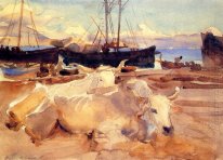 Oxen On The Beach At Baia