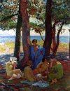 Bathers Under The Pines By The Sea 1926