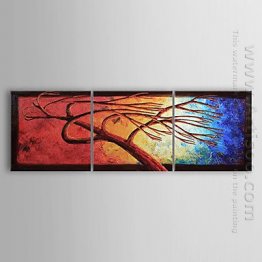 Hand-painted Oil Painting Abstract Tree - Set of 3