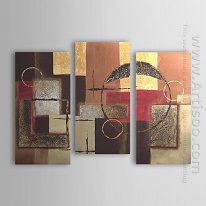 Hand-painted Abstract Oil Painting - Set of 3